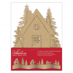Create Christmas Card and Envelope Die-cut Scene Brown Kraft